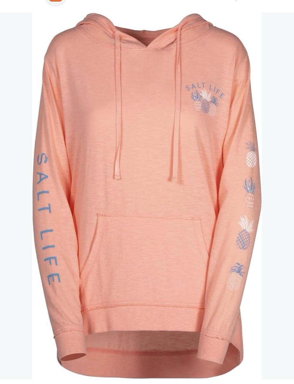 Salt Life Women’s Hoodie Lightweight Coral Pullover Pineapple Size S Oversized
